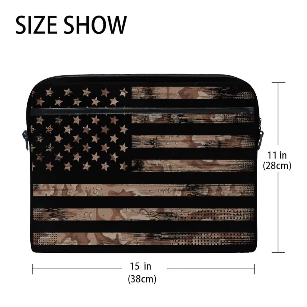 American USA Flag with Desert Camouflage‎ Laptop Case 15-15.4 inch - Picture 2 of 6